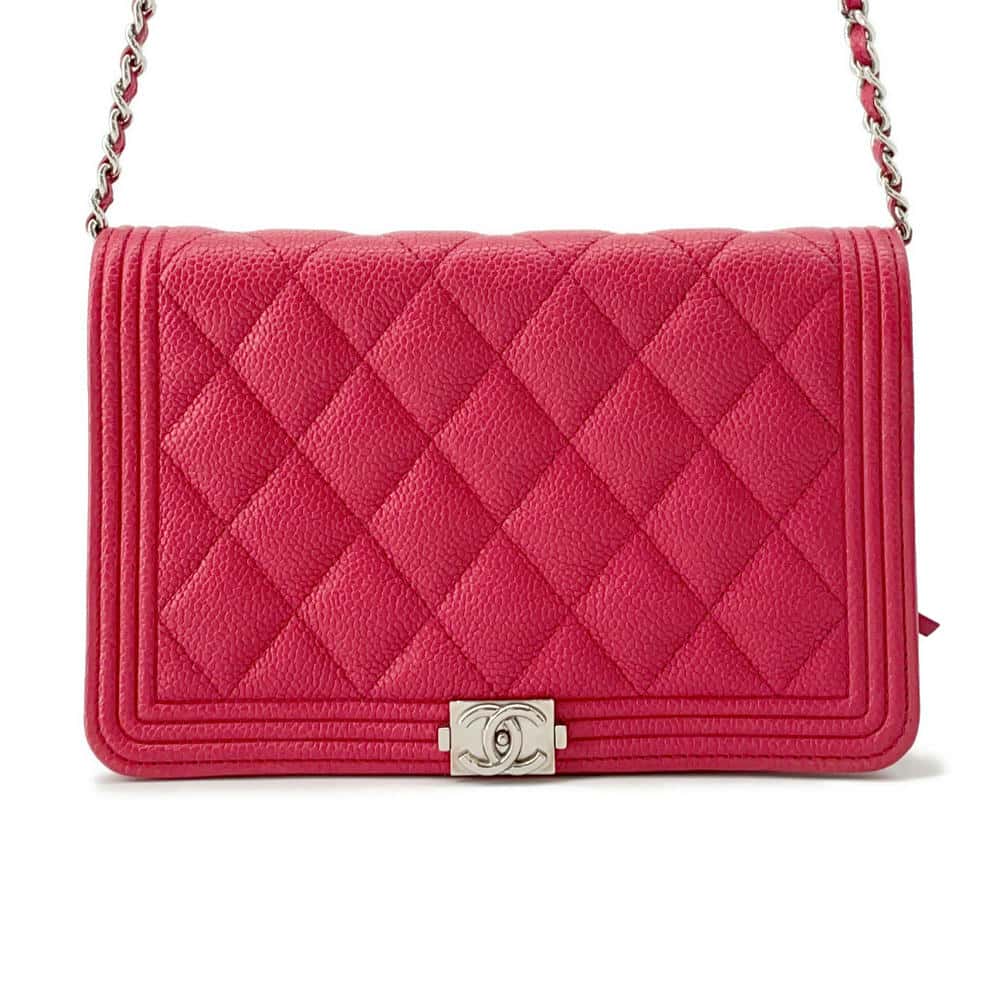 CHANEL Boy Chanel Full Flap Chain Wallet RedAP1117 Caviar Leather