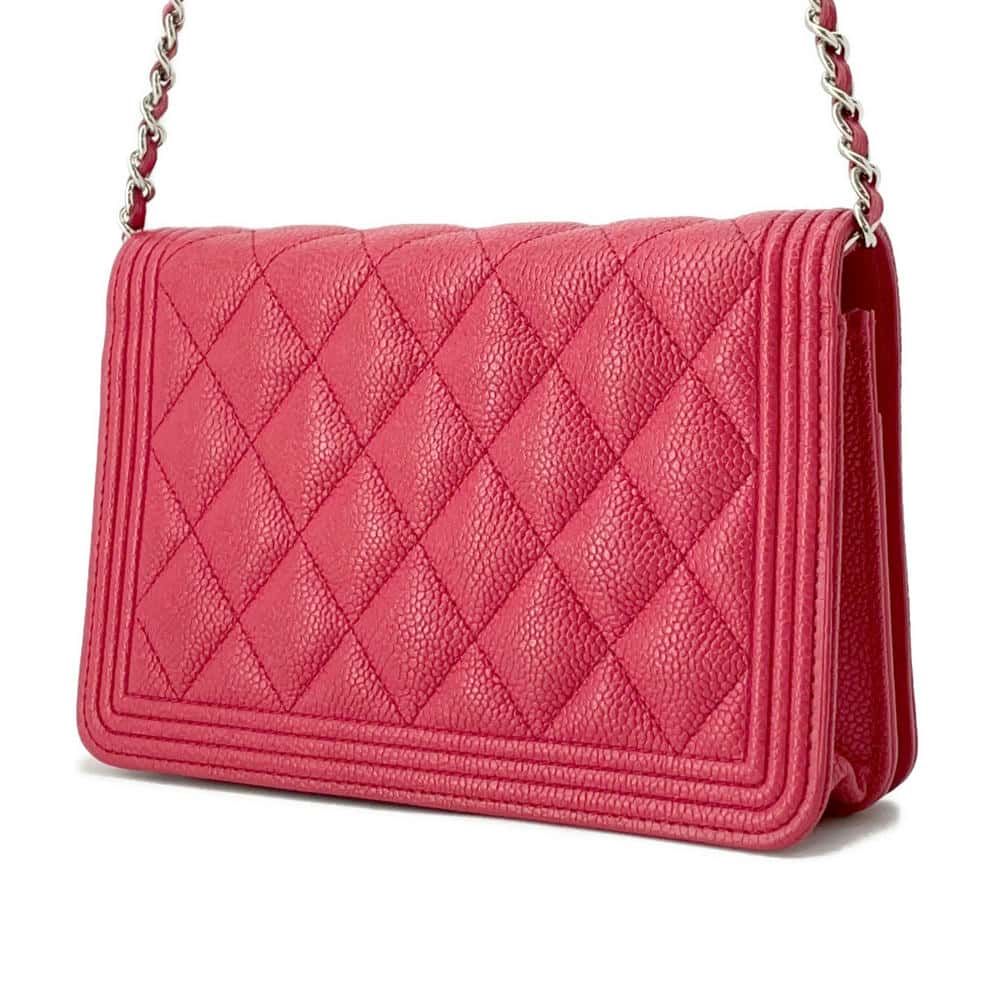 CHANEL Boy Chanel Full Flap Chain Wallet RedAP1117 Caviar Leather