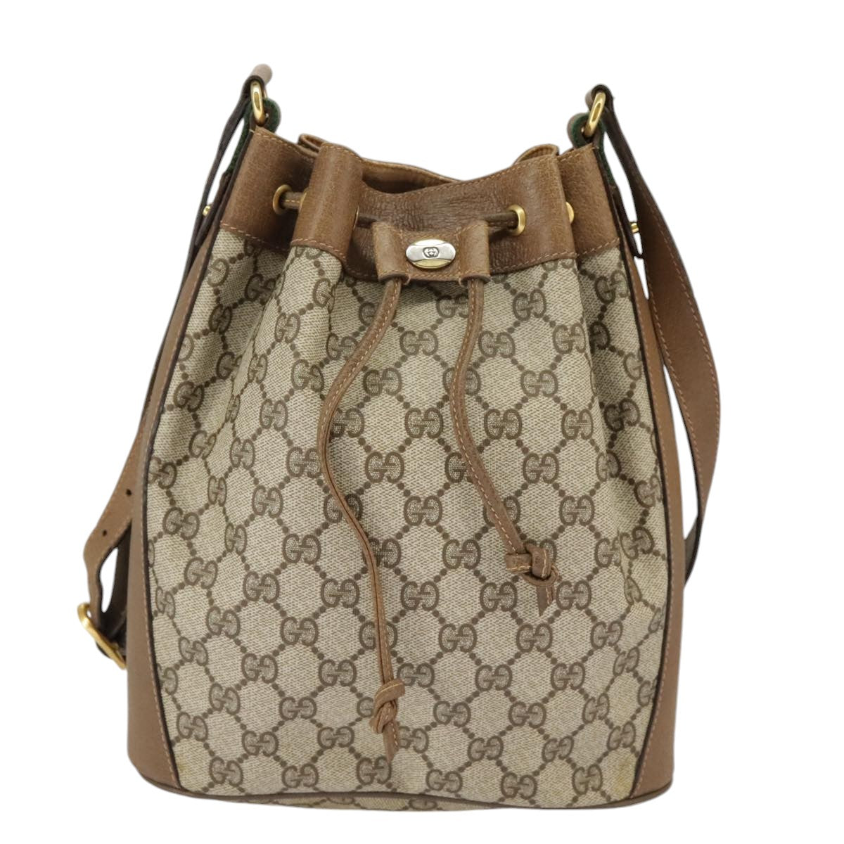 GUCCI GG Supreme Web Sherry Line Shoulder Bag PVC Beige Red 14 02 034 99654
