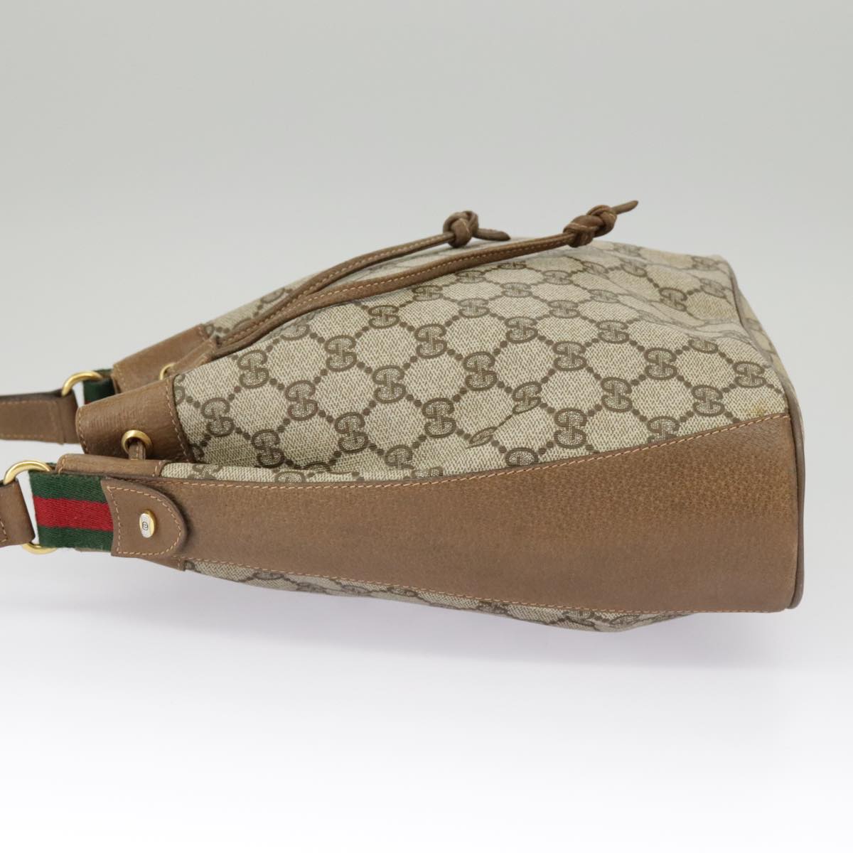 GUCCI GG Supreme Web Sherry Line Shoulder Bag PVC Beige Red 14 02 034 99654