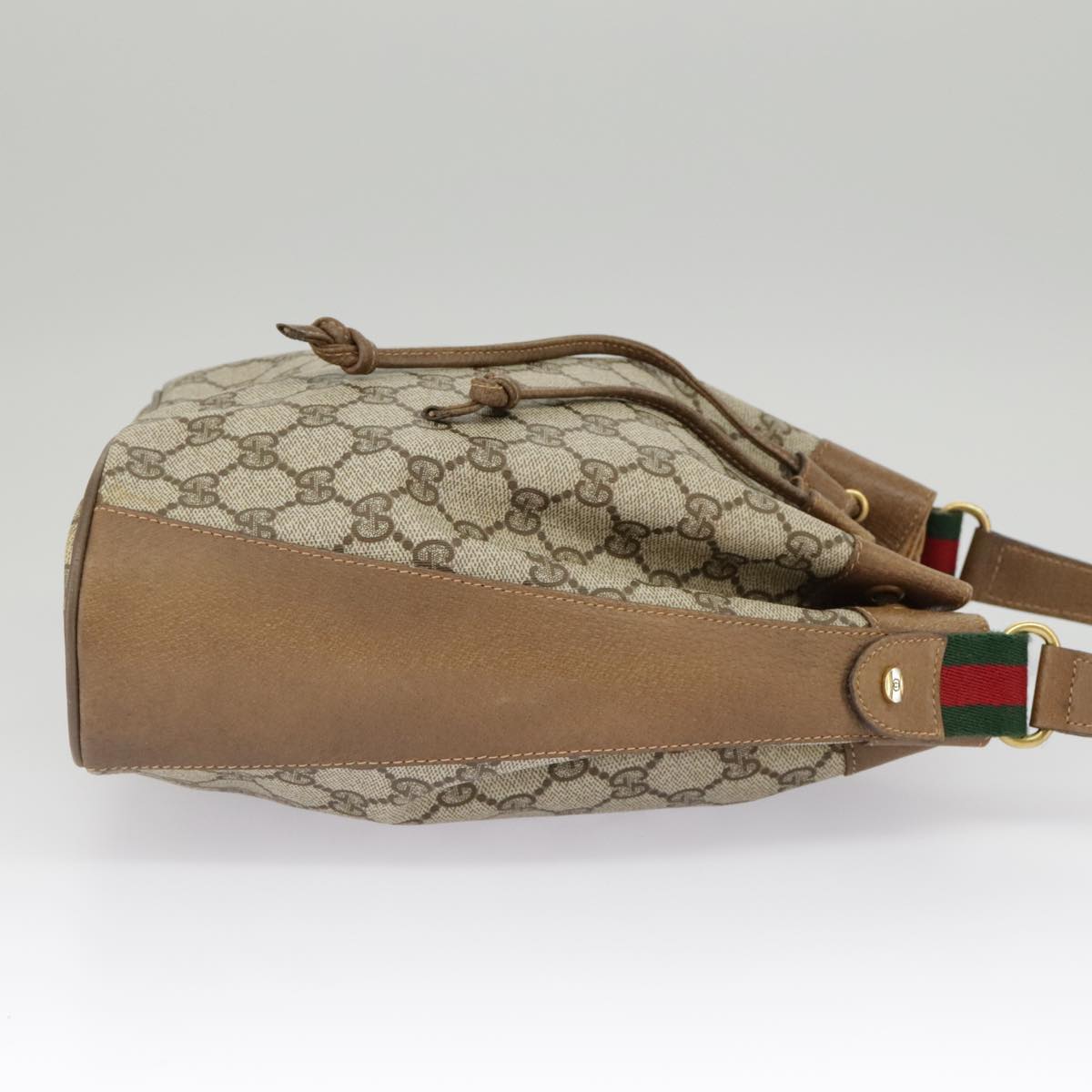 GUCCI GG Supreme Web Sherry Line Shoulder Bag PVC Beige Red 14 02 034 99654