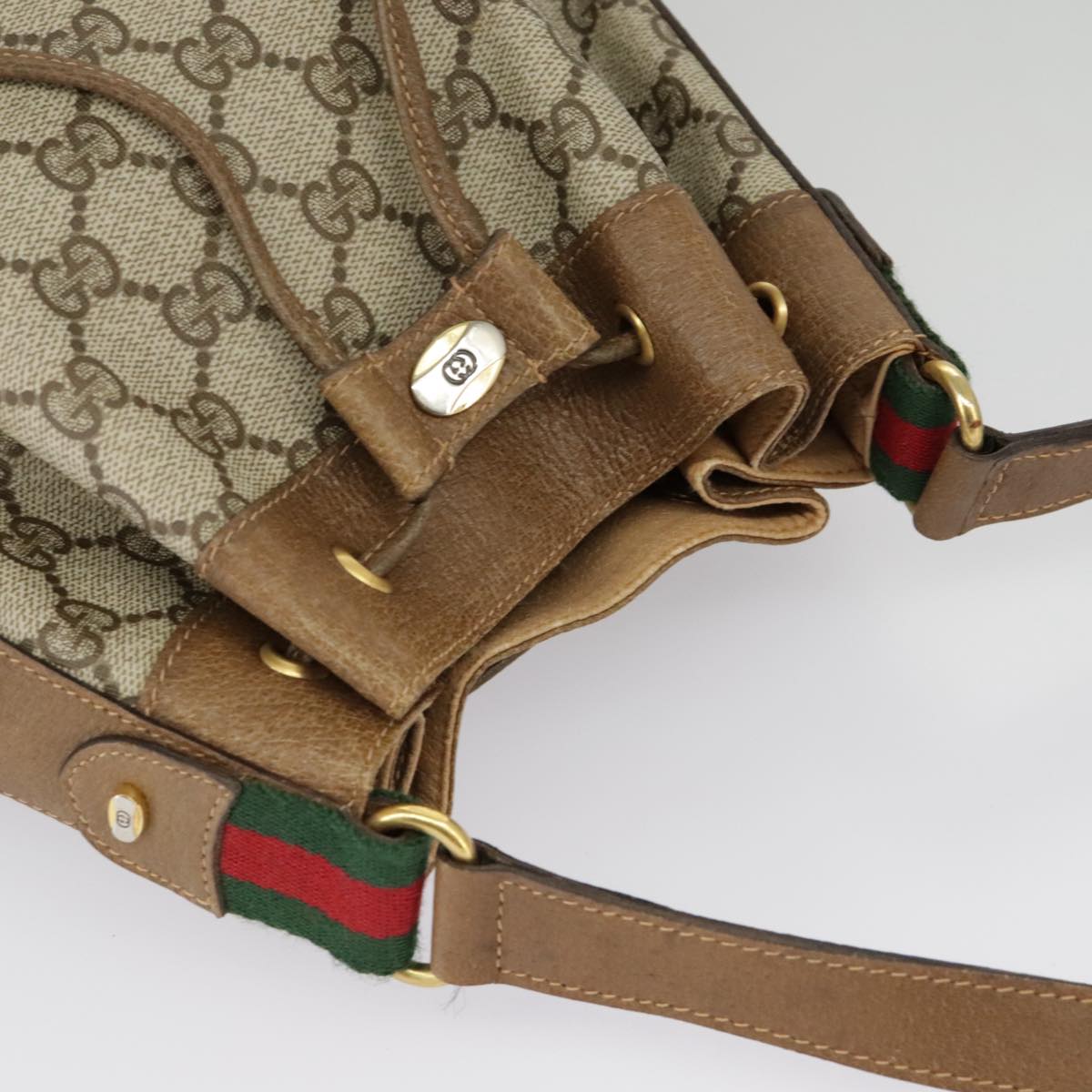 GUCCI GG Supreme Web Sherry Line Shoulder Bag PVC Beige Red 14 02 034 99654