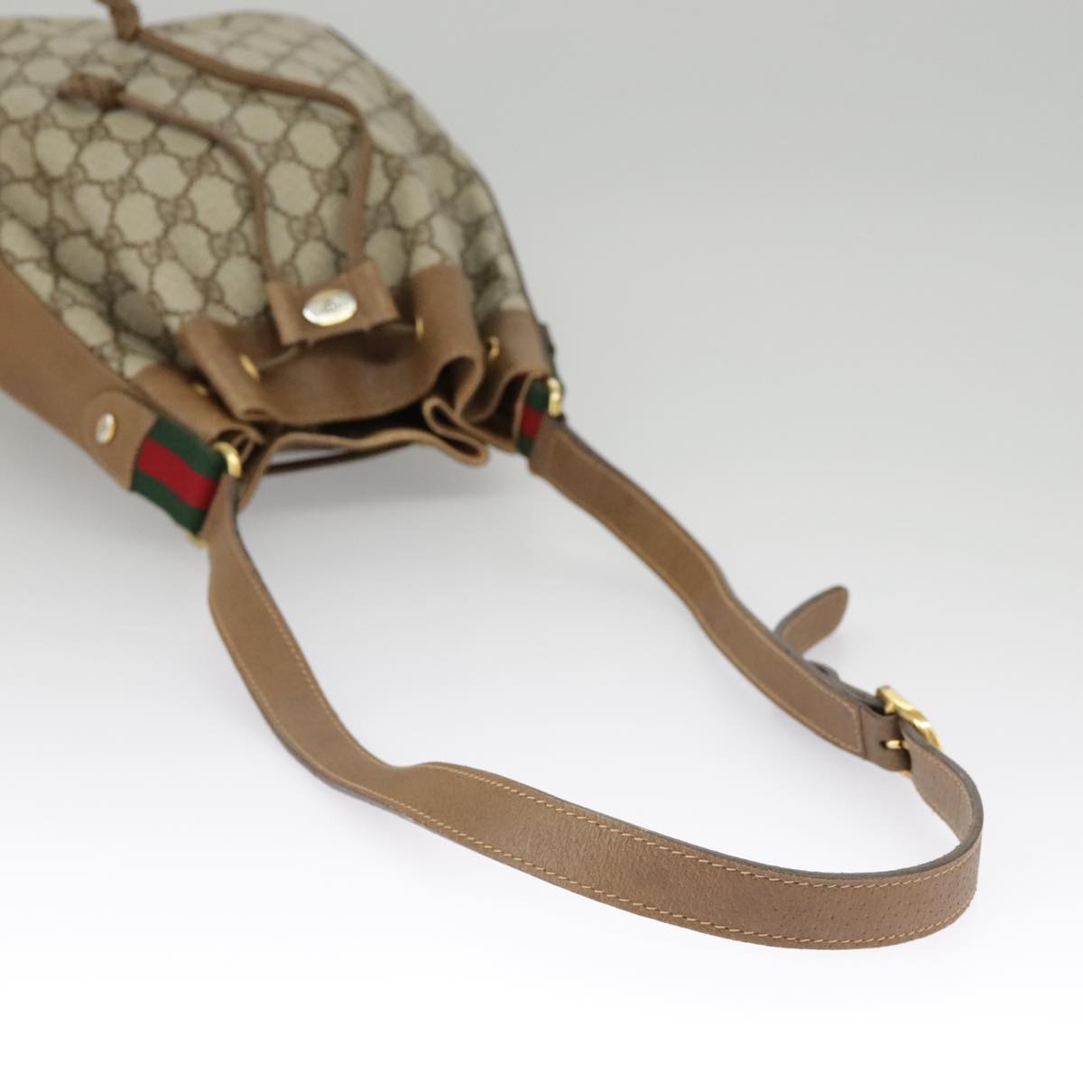 GUCCI GG Supreme Web Sherry Line Shoulder Bag PVC Beige Red 14 02 034 99654