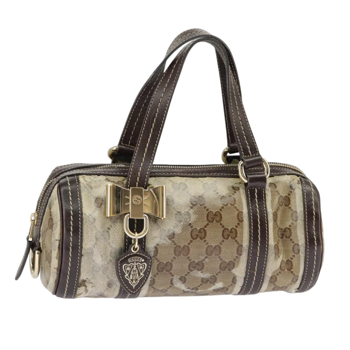 GUCCI GG Crystal Hand Bag Beige Gold 181485 99661