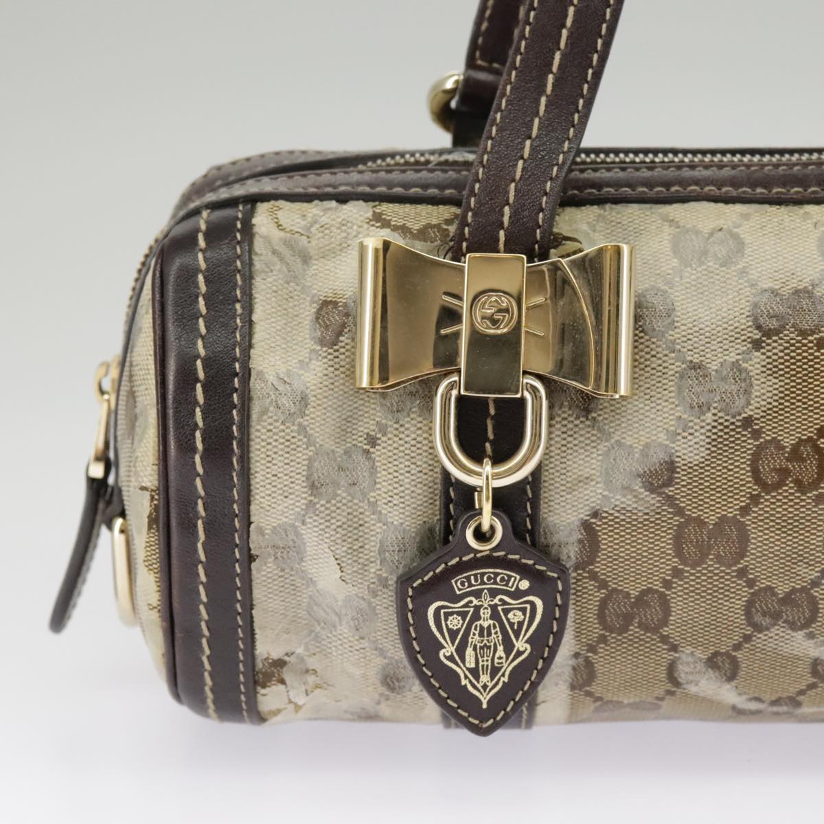 GUCCI GG Crystal Hand Bag Beige Gold 181485 99661