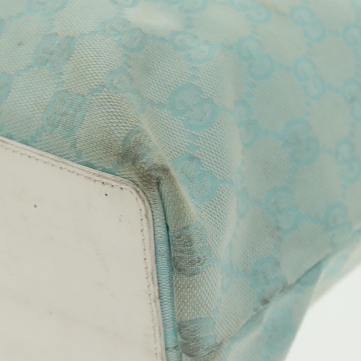 GUCCI GG Canvas Tote Bag Light Blue Gold 002 1098 99662