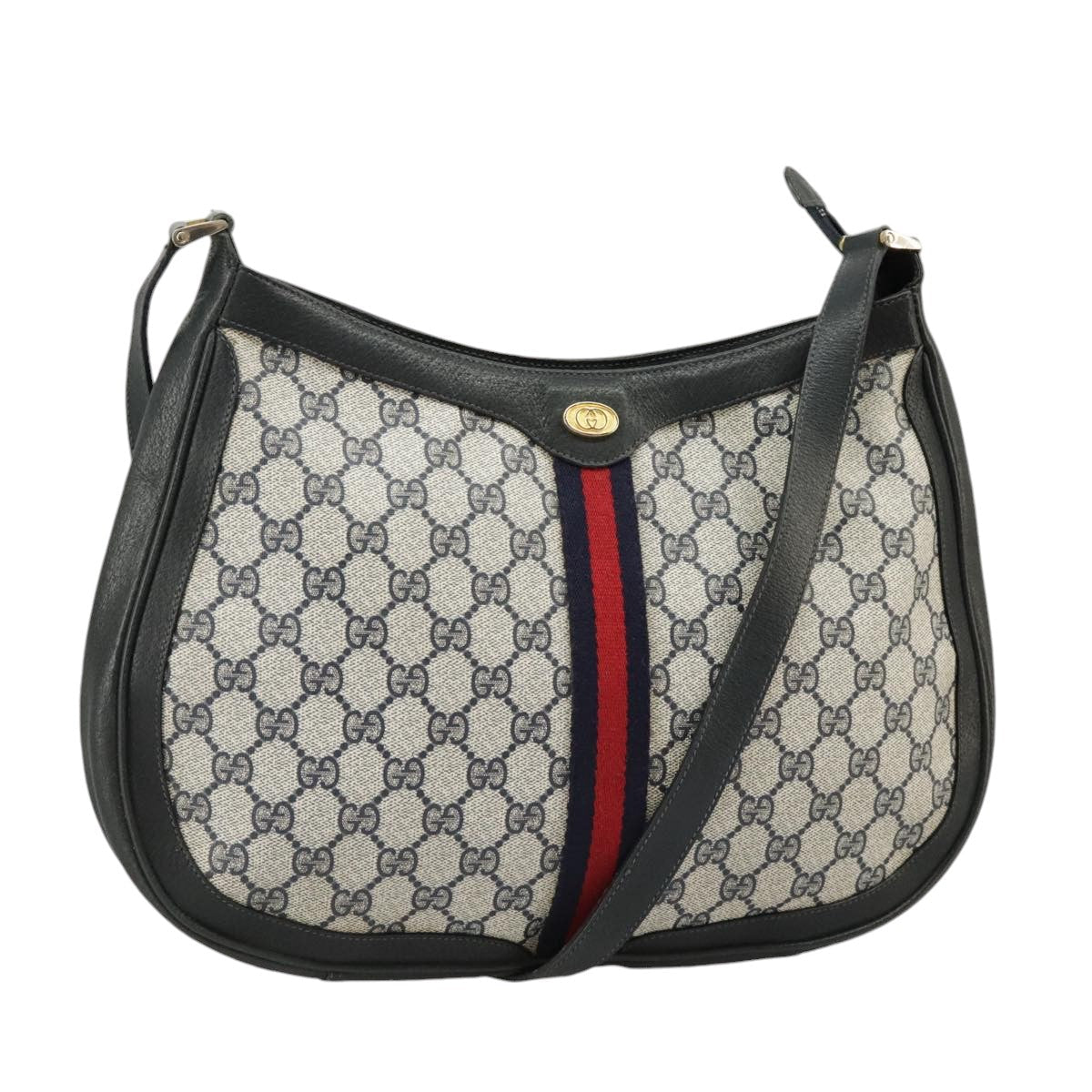GUCCI GG Supreme Sherry Line Shoulder Bag PVC Navy Red 72 001 4467 99663