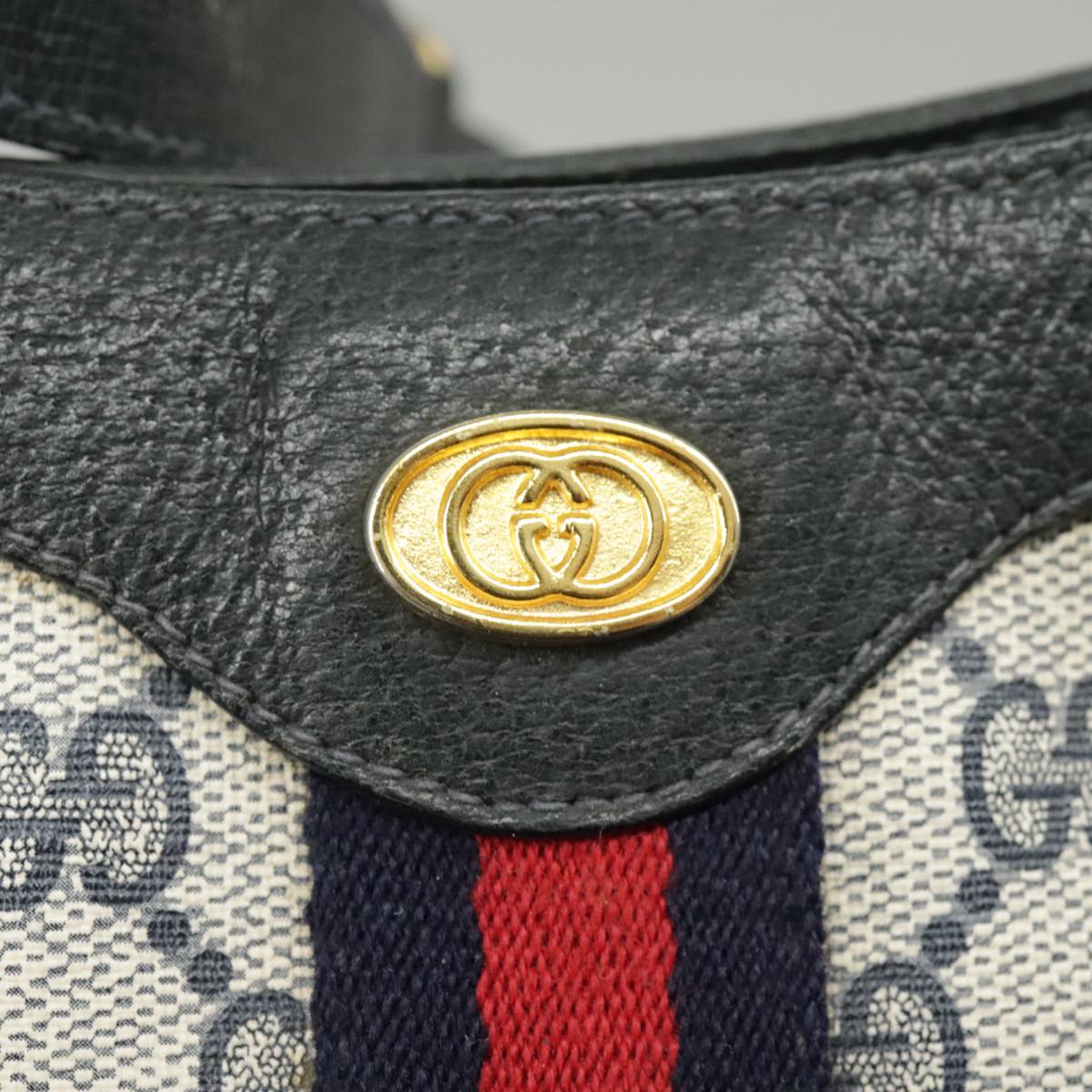 GUCCI GG Supreme Sherry Line Shoulder Bag PVC Navy Red 72 001 4467 99663