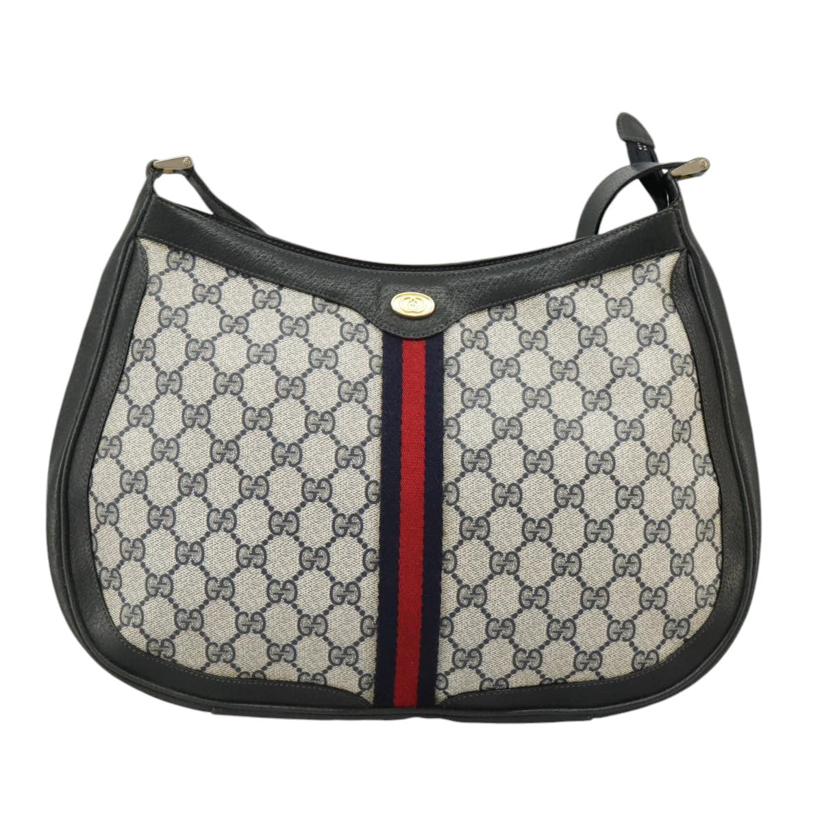GUCCI GG Supreme Sherry Line Shoulder Bag PVC Navy Red 72 001 4467 99663