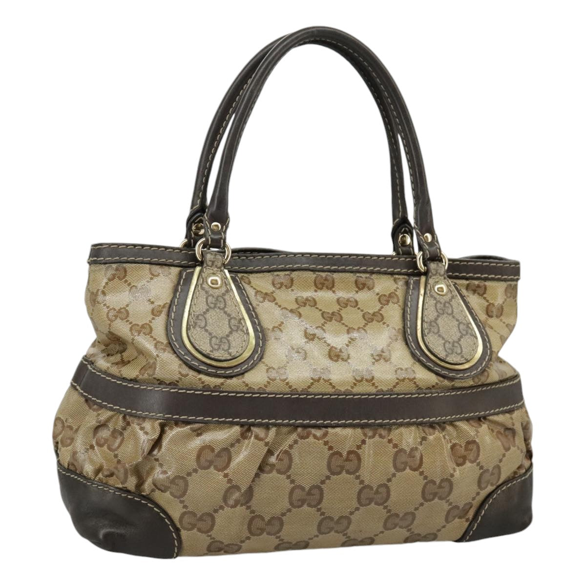 GUCCI GG Crystal Hand Bag Beige Gold 223964 99664