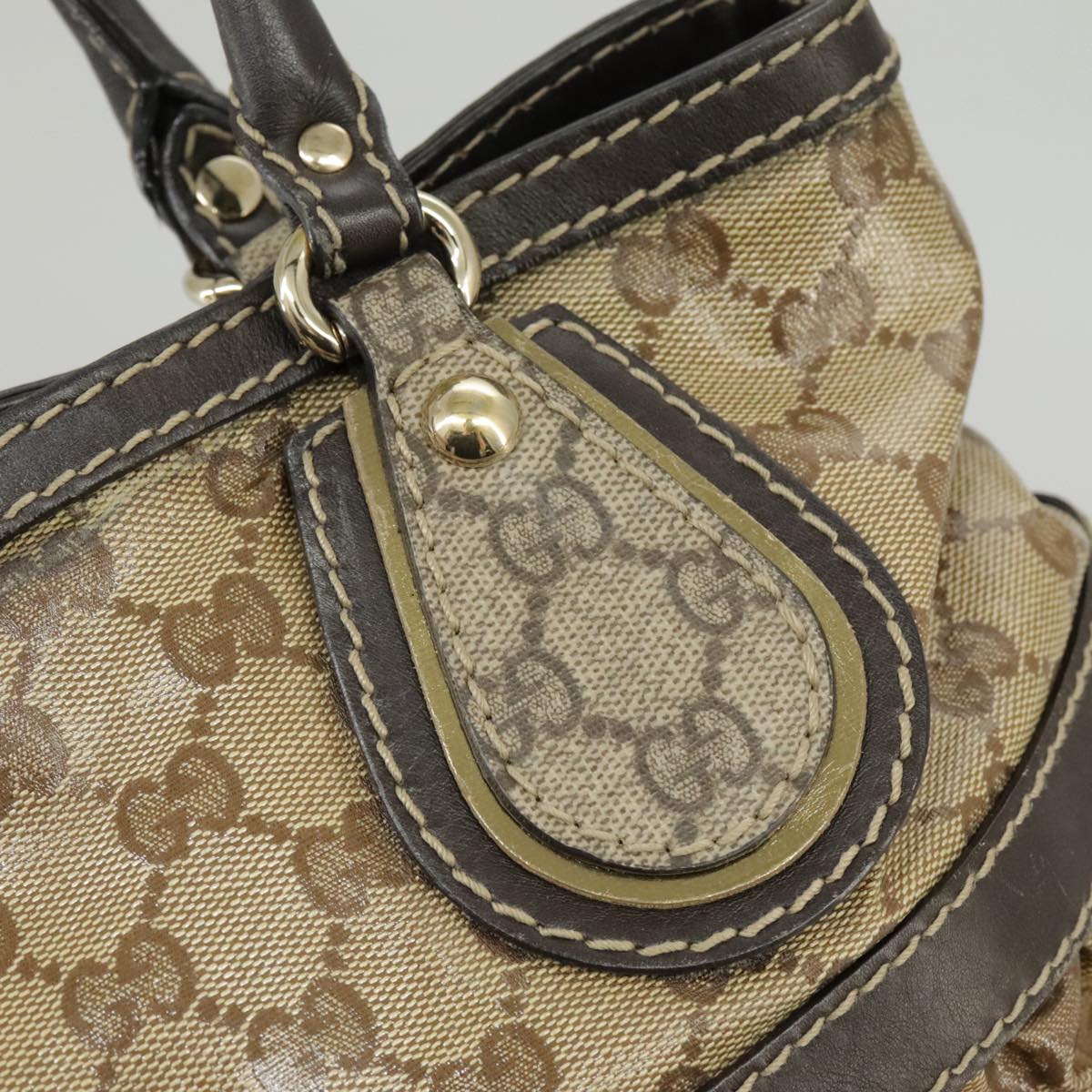 GUCCI GG Crystal Hand Bag Beige Gold 223964 99664