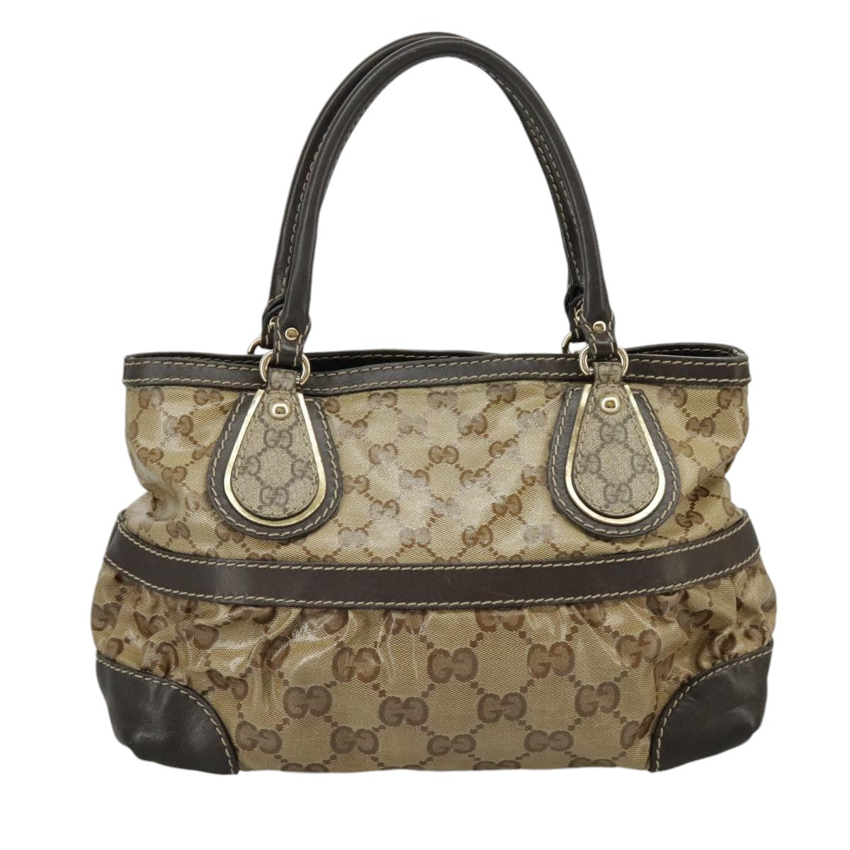 GUCCI GG Crystal Hand Bag Beige Gold 223964 99664