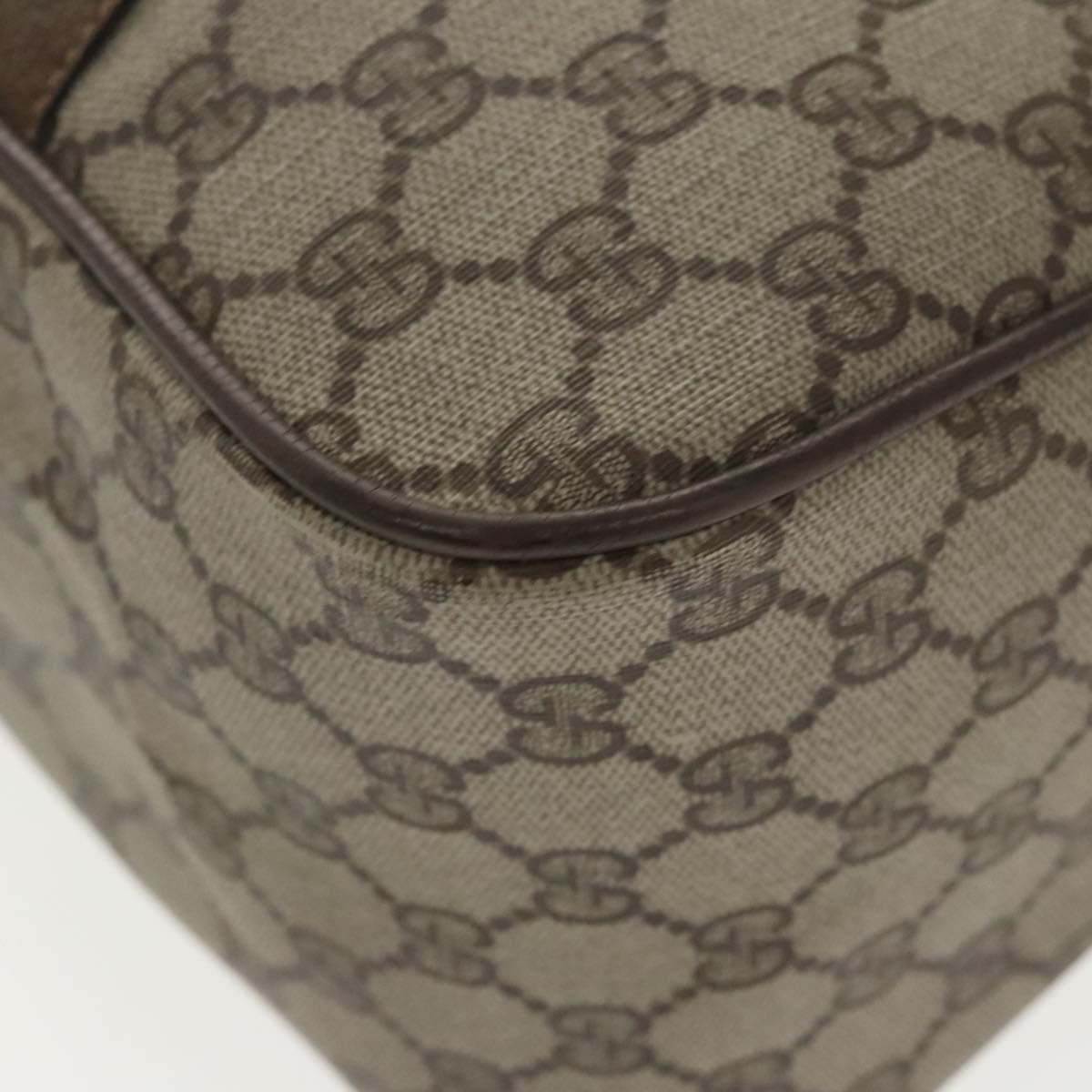 GUCCI Web Sherry Line GG Supreme Hand Bag PVC 2way Beige 39 02 041 99665
