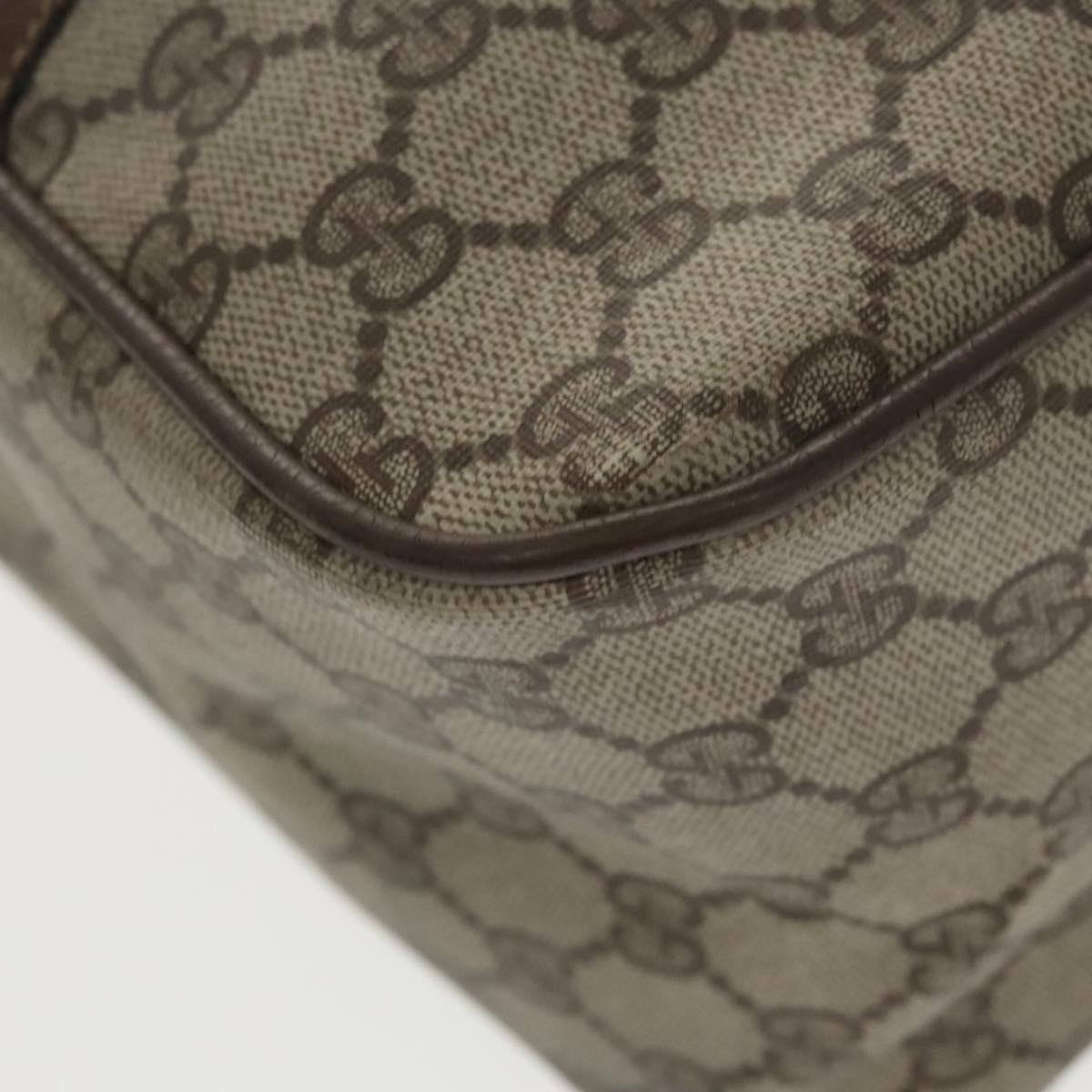 GUCCI Web Sherry Line GG Supreme Hand Bag PVC 2way Beige 39 02 041 99665