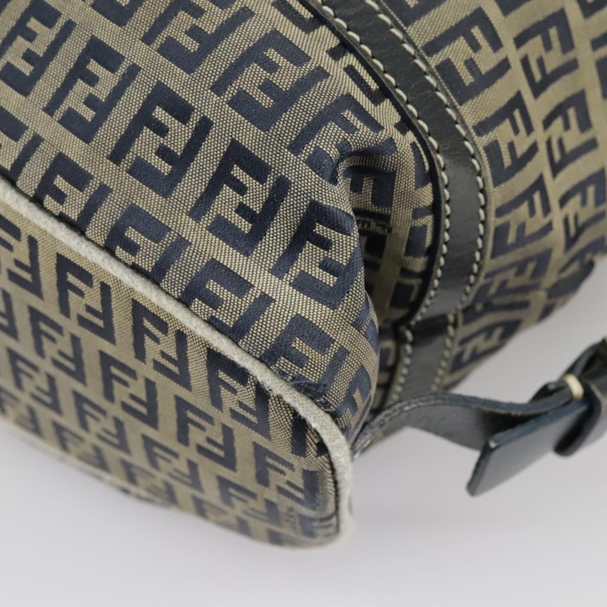 FENDI Zucchino Canvas Hand Bag Navy Silver 99666
