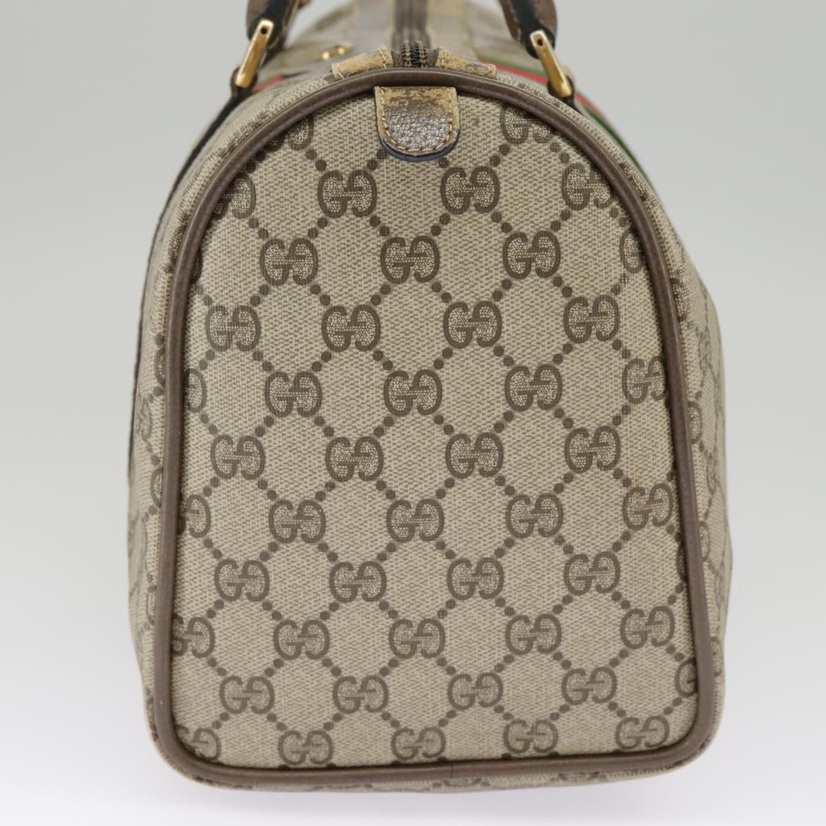 GUCCI GG Supreme Web Sherry Line Hand Bag PVC Beige Red 24 02 007 99688