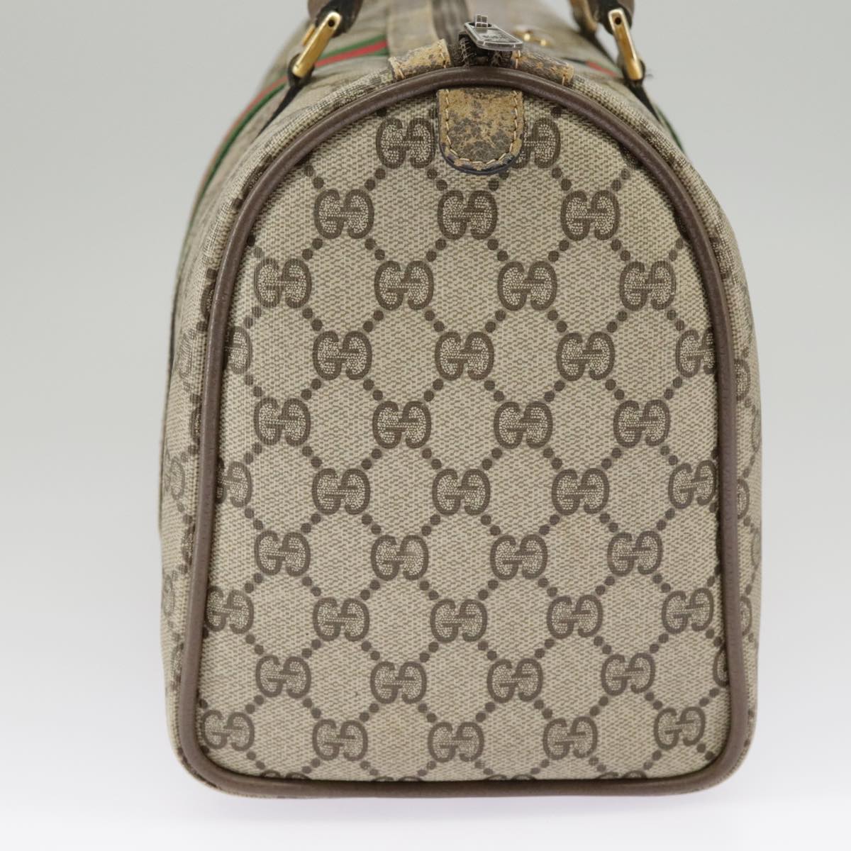 GUCCI GG Supreme Web Sherry Line Hand Bag PVC Beige Red 24 02 007 99688