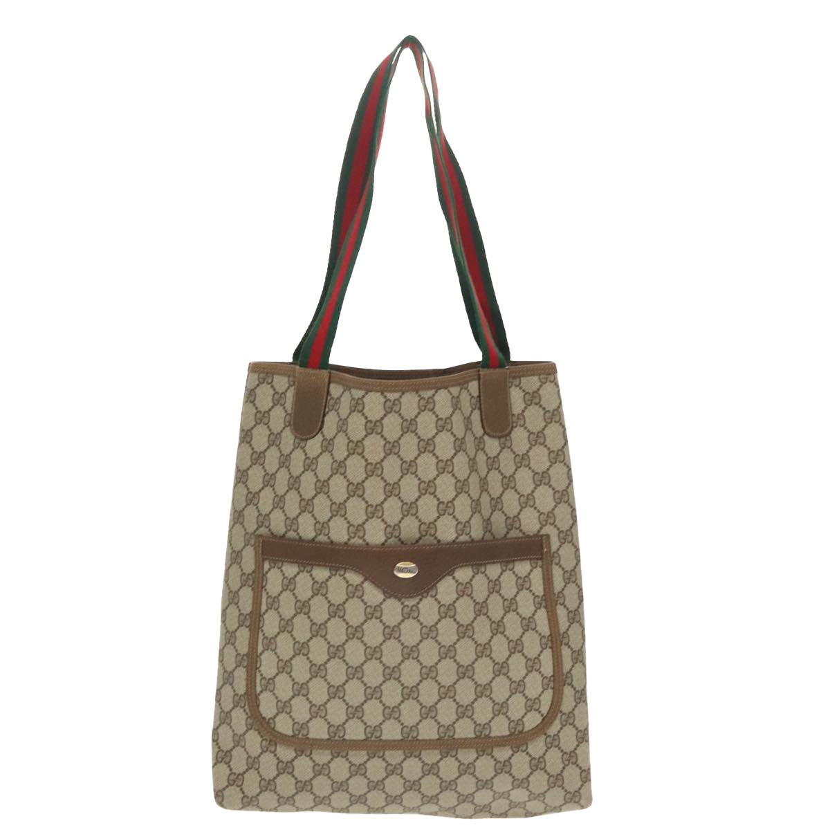 GUCCI GG Supreme Web Sherry Line Tote Bag PVC Beige Red 39 02 003 99689