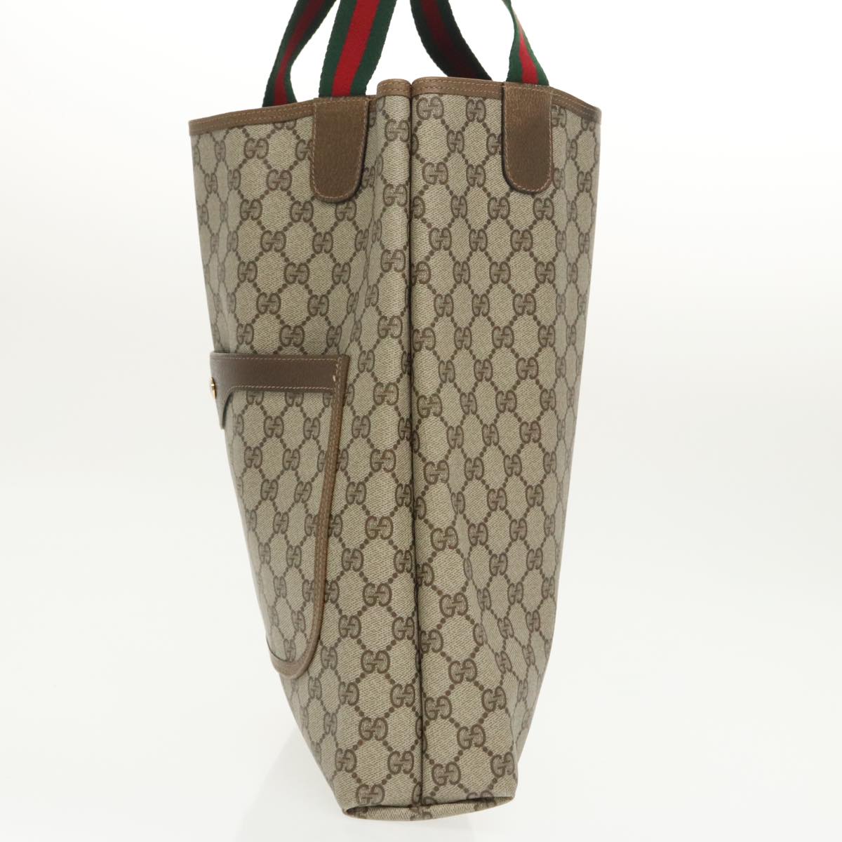 GUCCI GG Supreme Web Sherry Line Tote Bag PVC Beige Red 39 02 003 99689