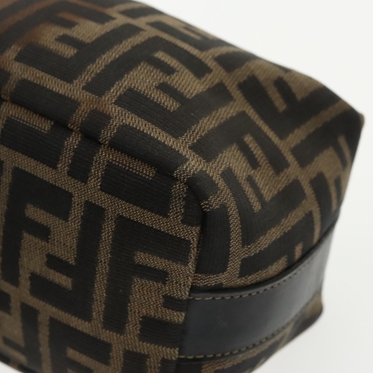 FENDI Zucca Canvas Vanity Pouch Brown Black gold 99693
