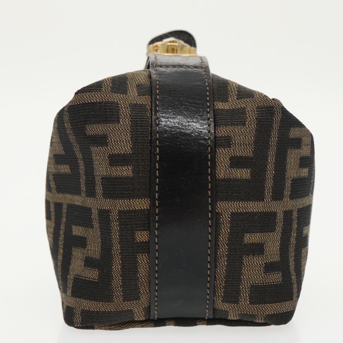 FENDI Zucca Canvas Vanity Pouch Brown Black gold 99693