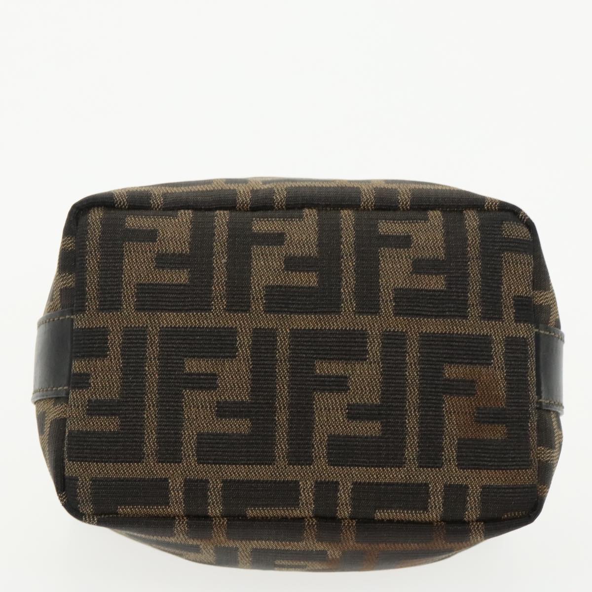 FENDI Zucca Canvas Vanity Pouch Brown Black gold 99693