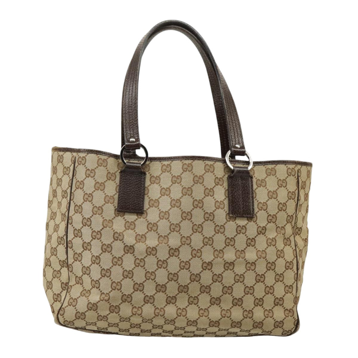 GUCCI GG Canvas Tote Bag Beige Silver 113017 99729