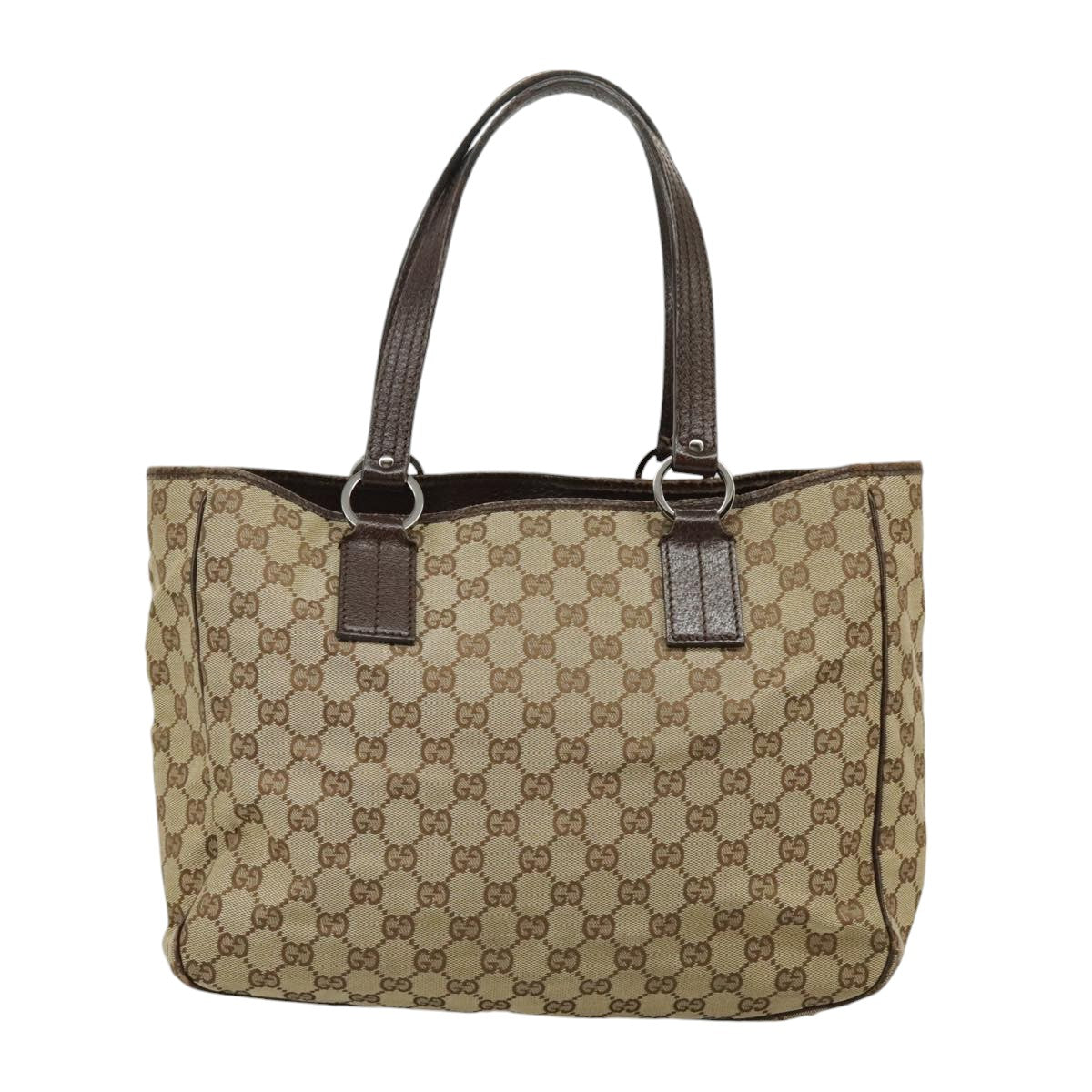 GUCCI GG Canvas Tote Bag Beige Silver 113017 99729