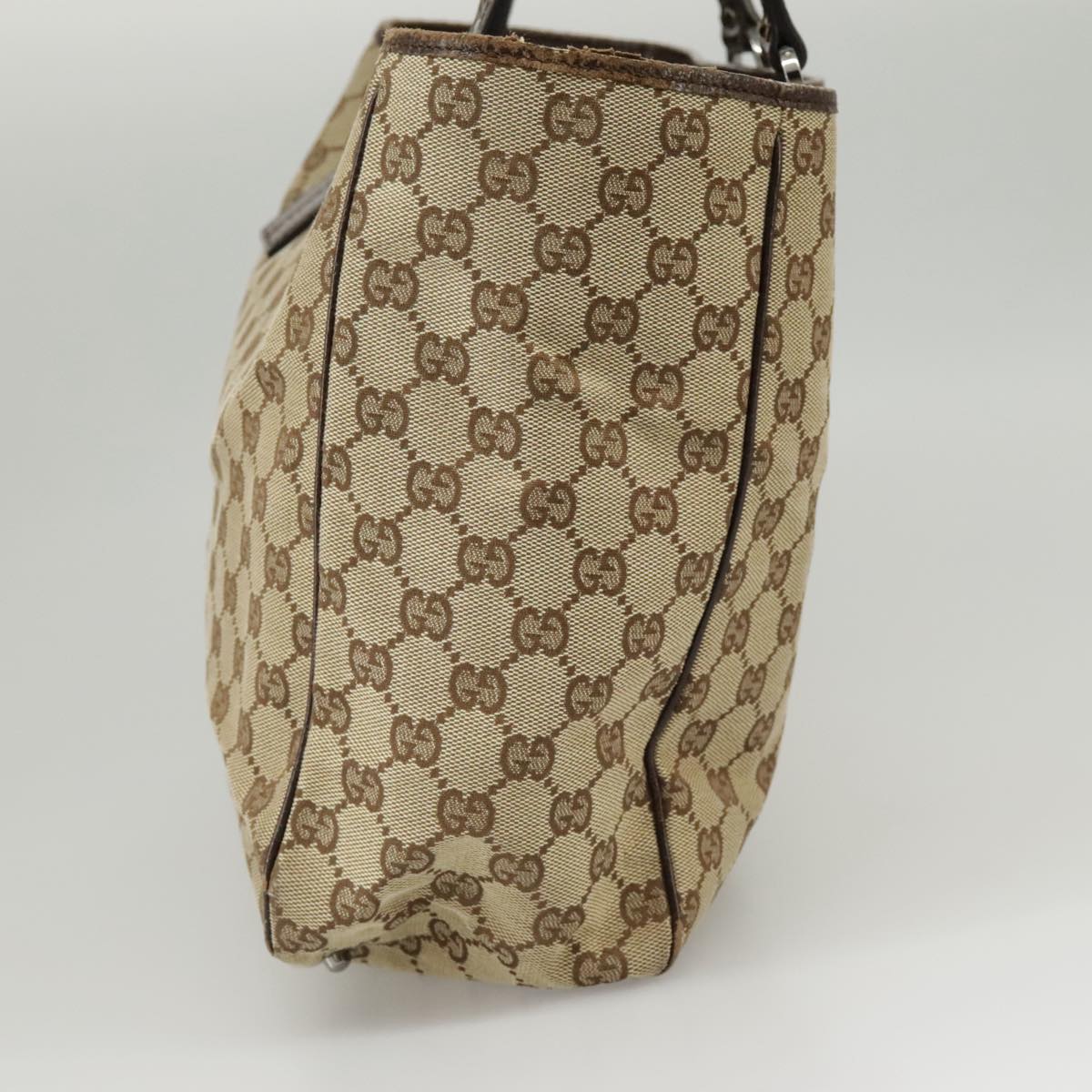 GUCCI GG Canvas Tote Bag Beige Silver 113017 99729