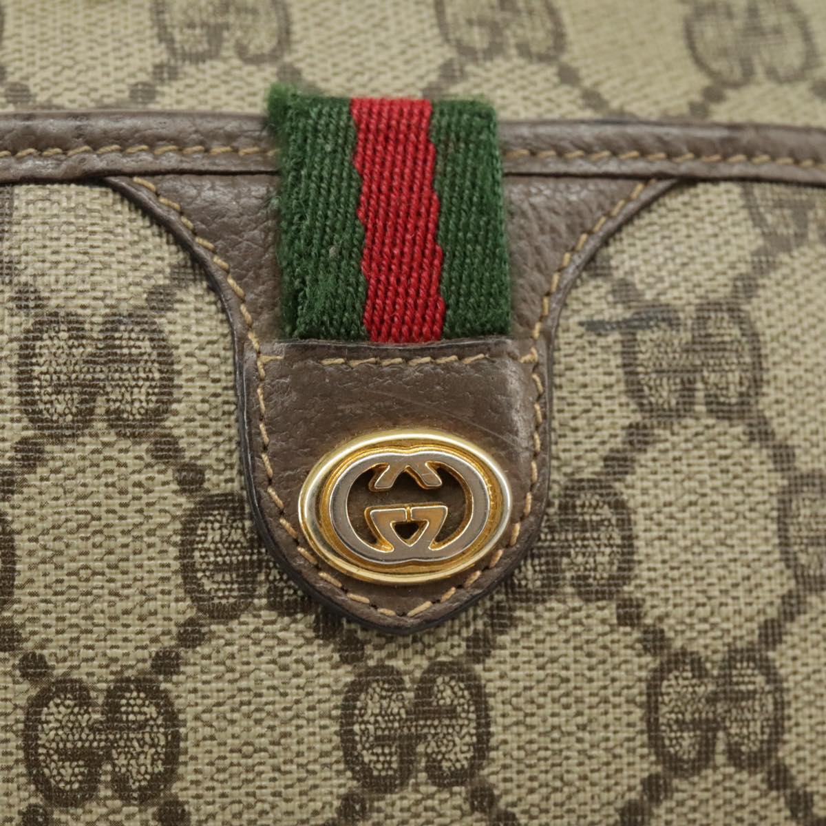 GUCCI GG Supreme Web Sherry Line Shoulder Bag PVC Beige 001 58 6594 99731