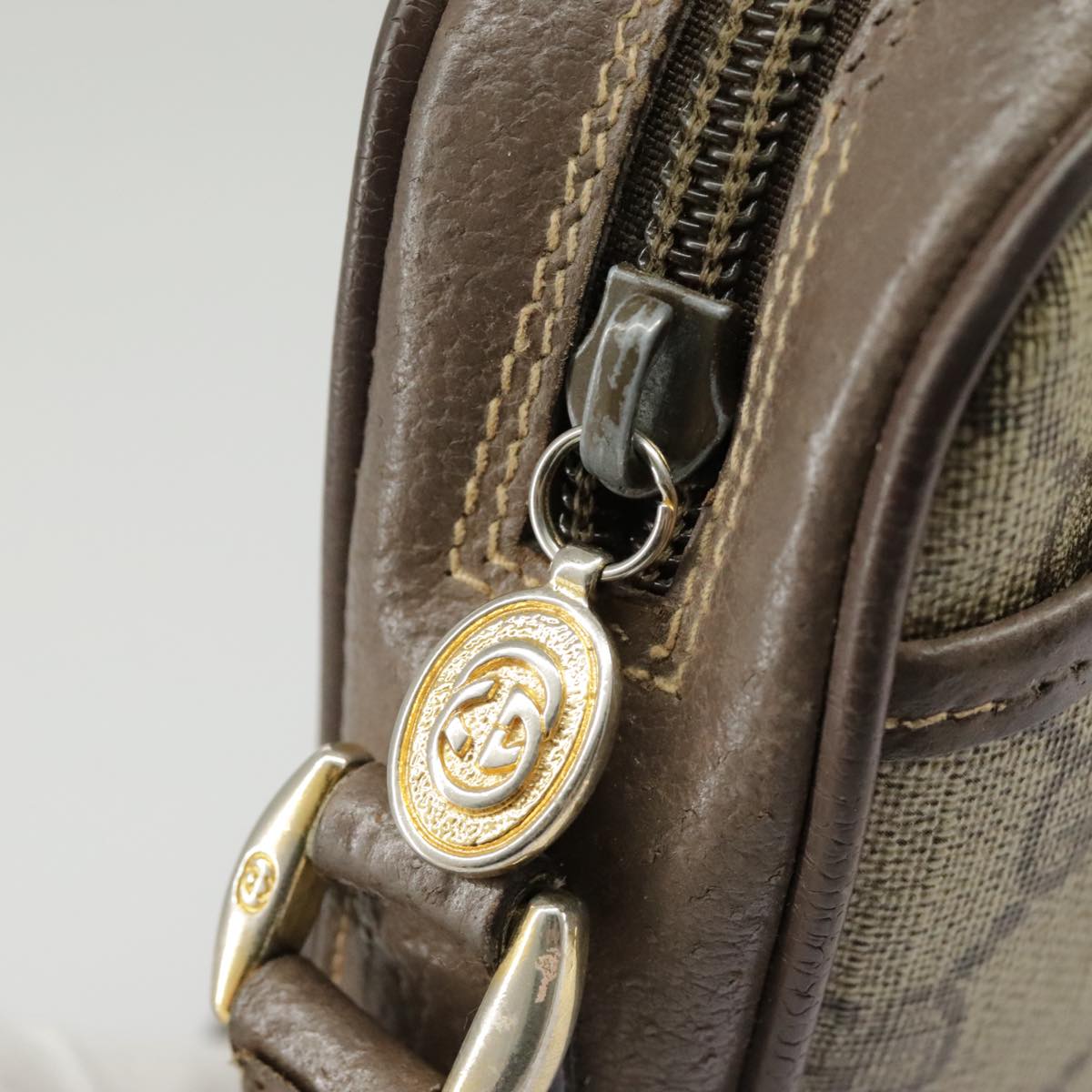 GUCCI GG Supreme Web Sherry Line Shoulder Bag PVC Beige 001 58 6594 99731
