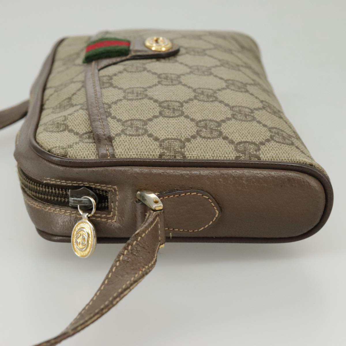 GUCCI GG Supreme Web Sherry Line Shoulder Bag PVC Beige 001 58 6594 99731
