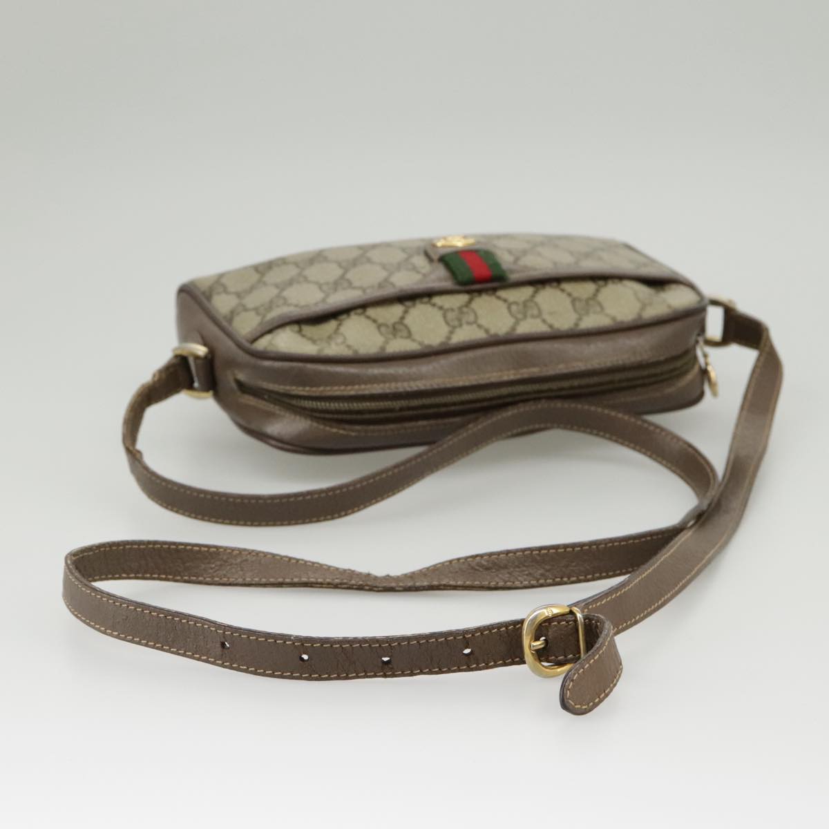 GUCCI GG Supreme Web Sherry Line Shoulder Bag PVC Beige 001 58 6594 99731
