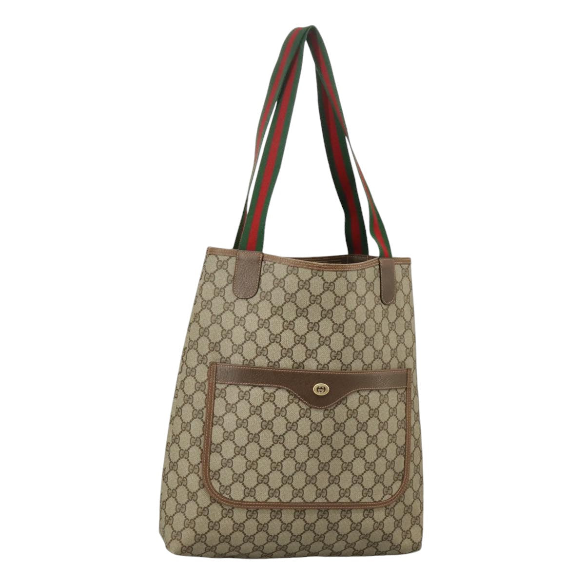 GUCCI GG Supreme Web Sherry Line Tote Bag PVC Red Beige 123 02 003 99732