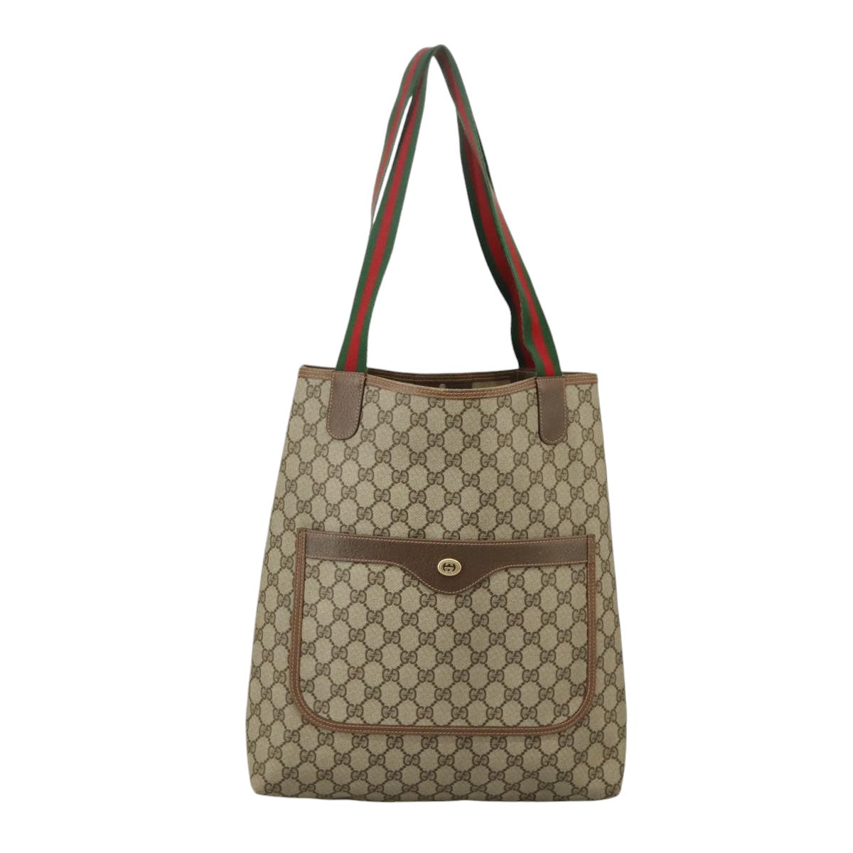 GUCCI GG Supreme Web Sherry Line Tote Bag PVC Red Beige 123 02 003 99732