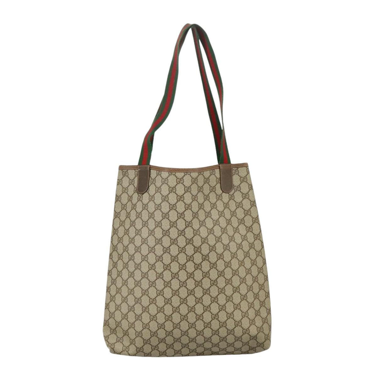GUCCI GG Supreme Web Sherry Line Tote Bag PVC Red Beige 123 02 003 99732