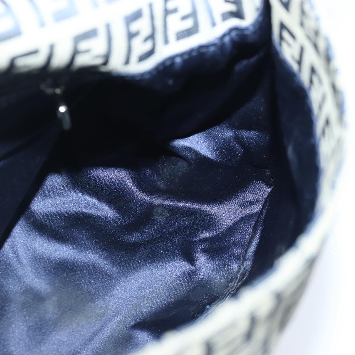 FENDI Zucchino Canvas Shoulder Bag Navy 99738