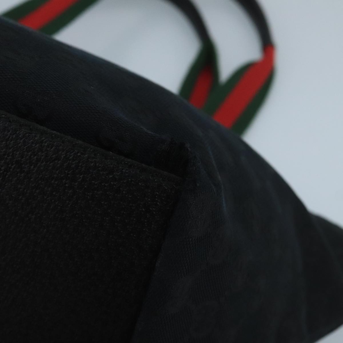 GUCCI GG Canvas Web Sherry Line Hand Bag Black Green Red 99796