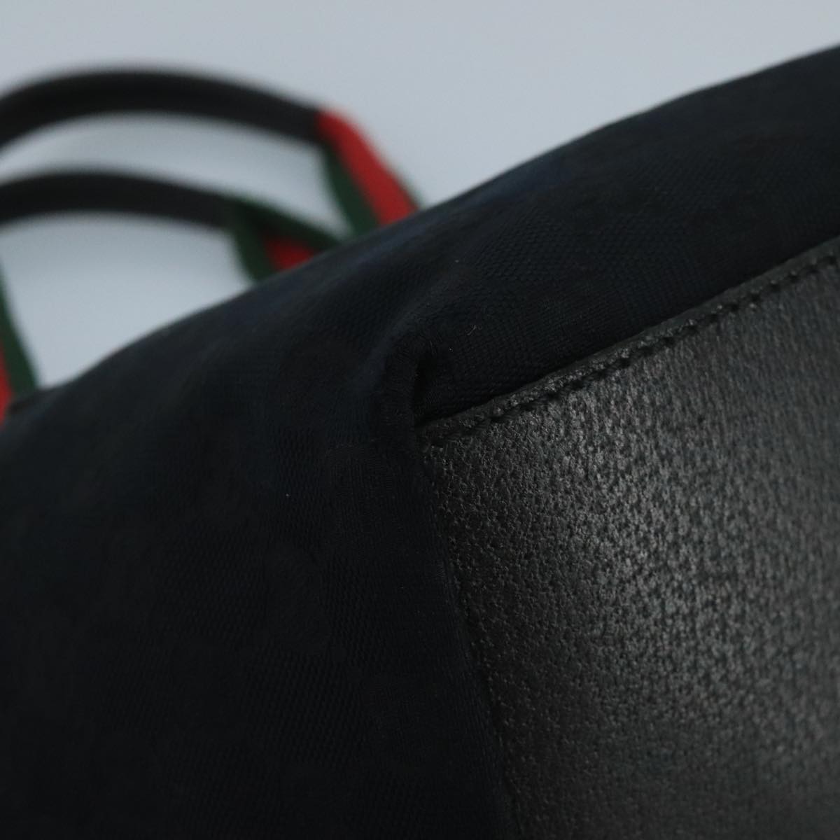 GUCCI GG Canvas Web Sherry Line Hand Bag Black Green Red 99796