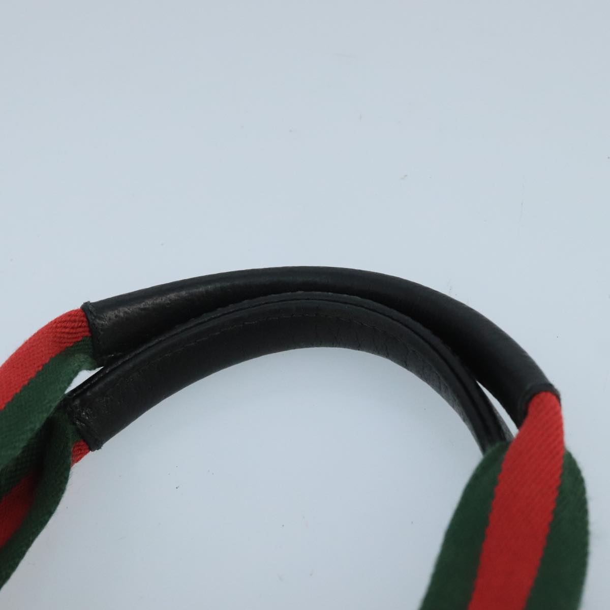 GUCCI GG Canvas Web Sherry Line Hand Bag Black Green Red 99796
