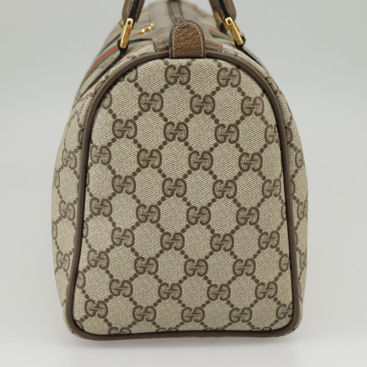 GUCCI GG Supreme Web Sherry Line Hand Bag PVC Beige Red 58 02 007 99813