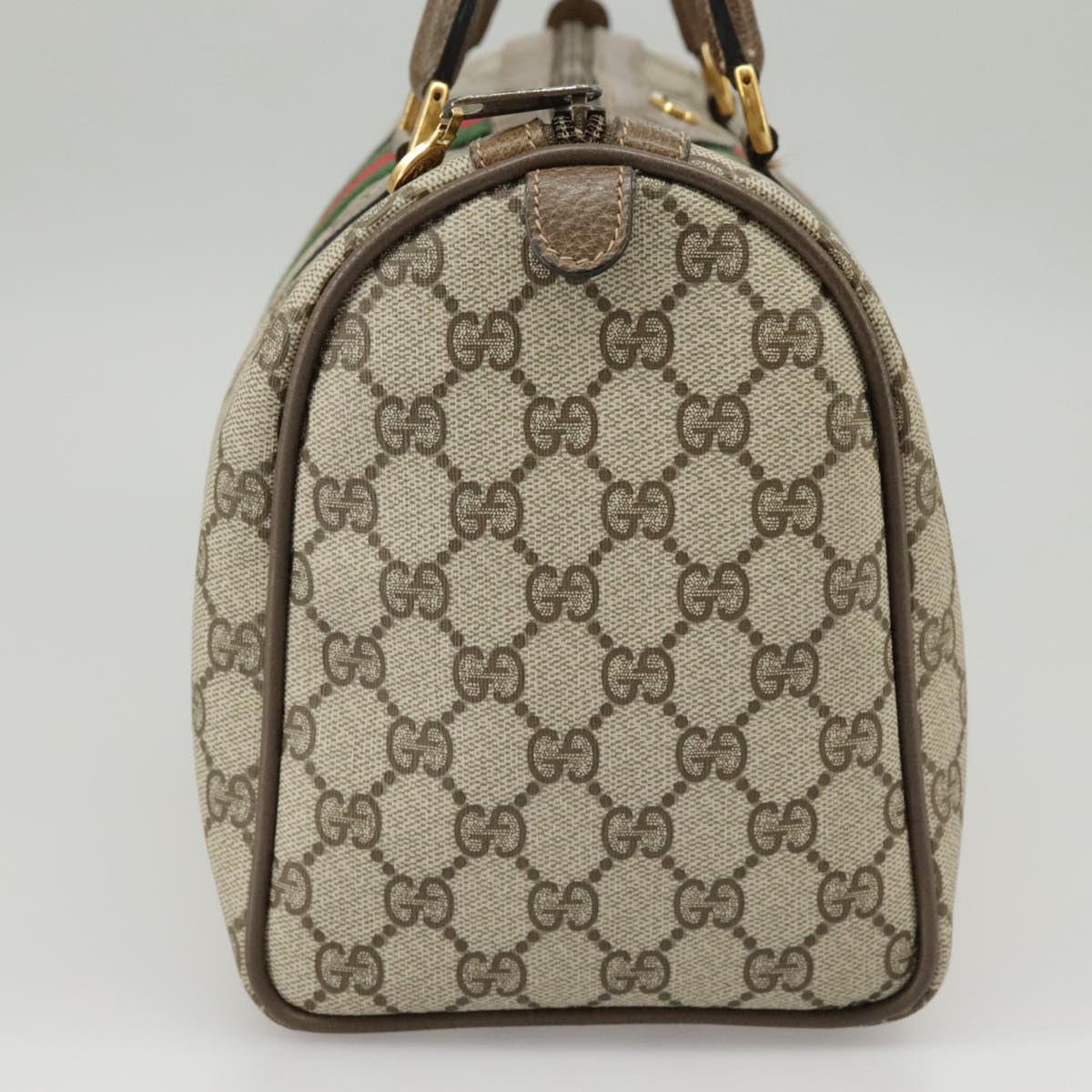 GUCCI GG Supreme Web Sherry Line Hand Bag PVC Beige Red 58 02 007 99813