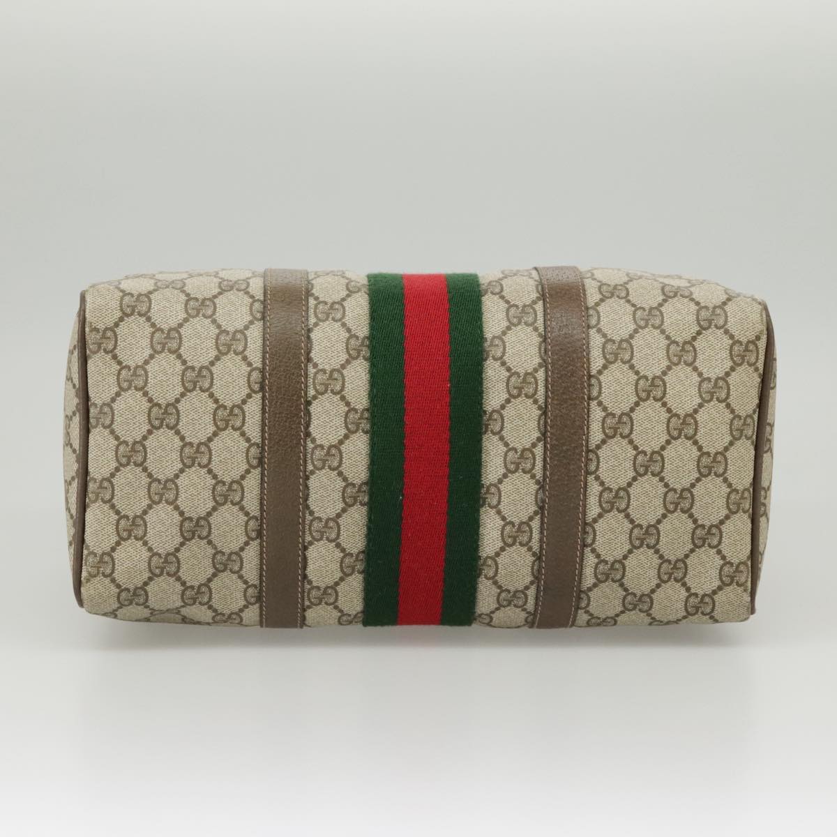 GUCCI GG Supreme Web Sherry Line Hand Bag PVC Beige Red 58 02 007 99813