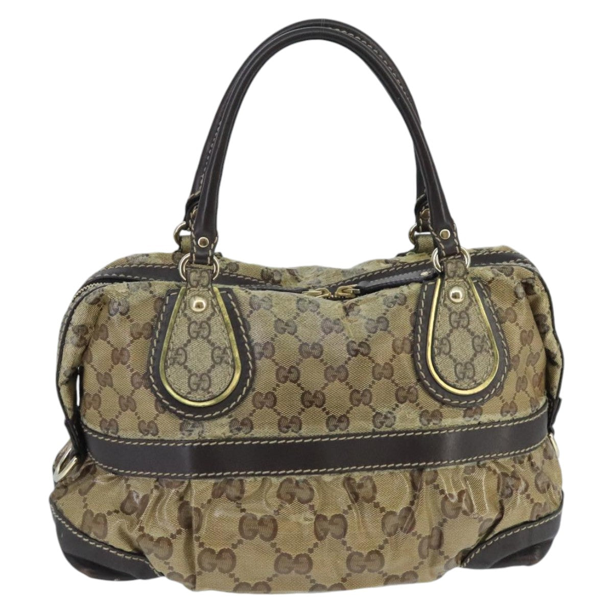 GUCCI GG Crystal Hand Bag Beige Gold 223962 99882
