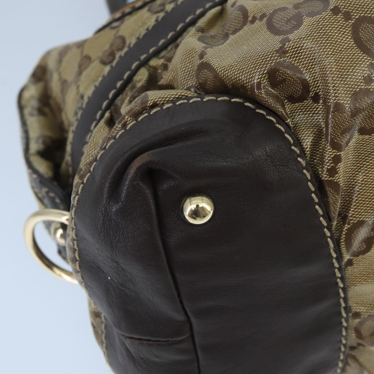 GUCCI GG Crystal Hand Bag Beige Gold 223962 99882