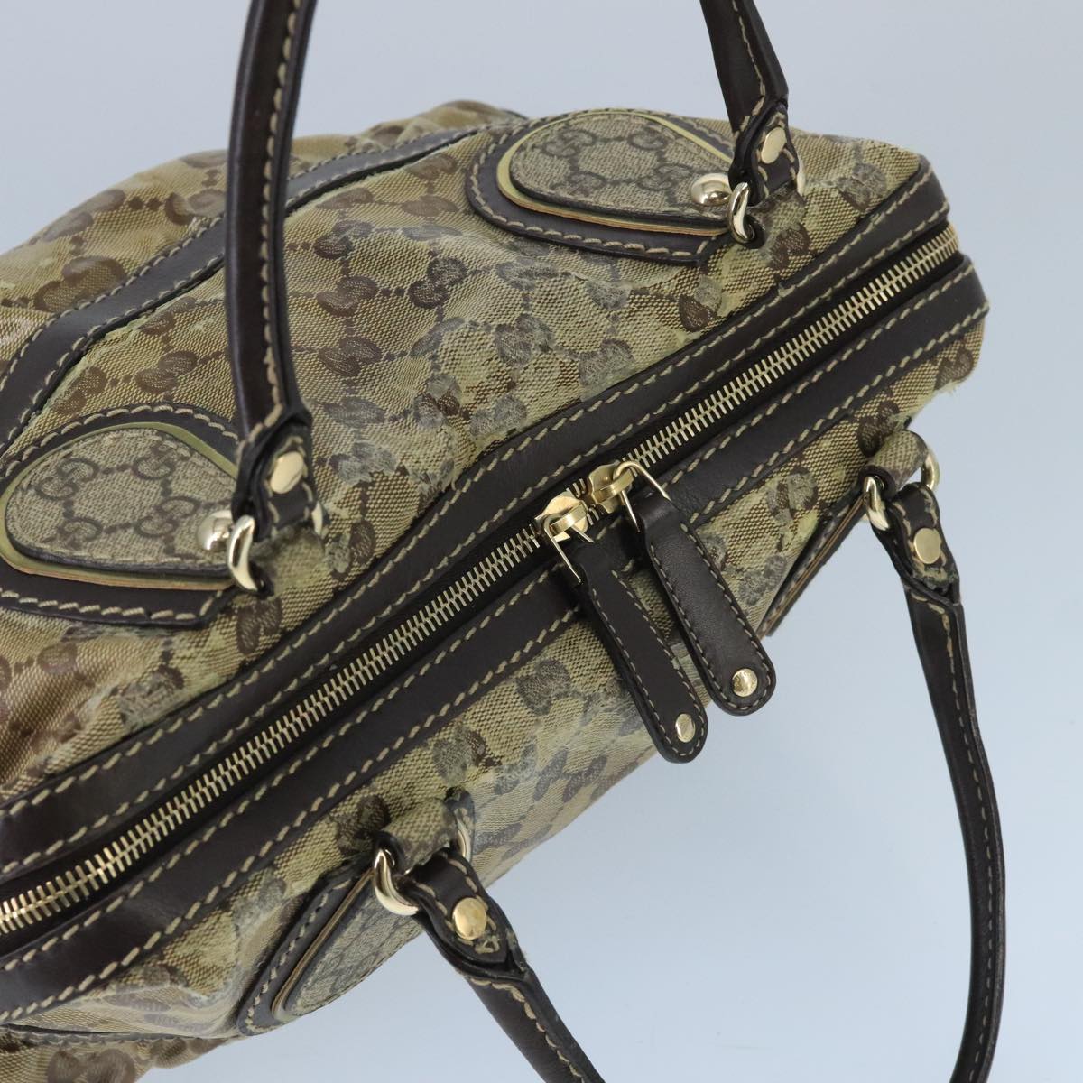 GUCCI GG Crystal Hand Bag Beige Gold 223962 99882