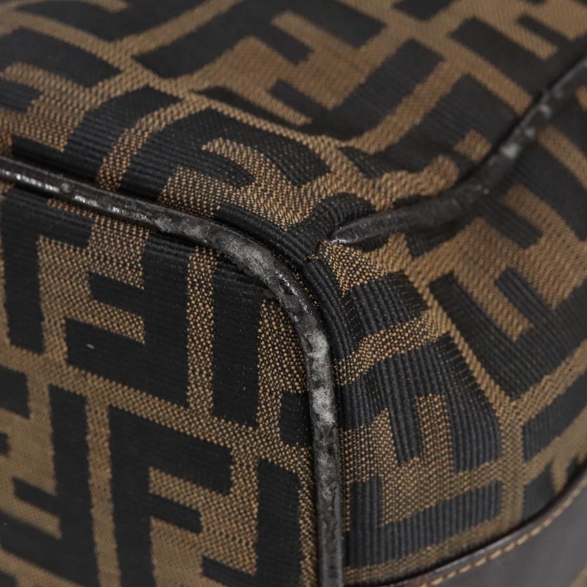 FENDI Zucca Canvas Vanity Pouch Brown Black gold 99900
