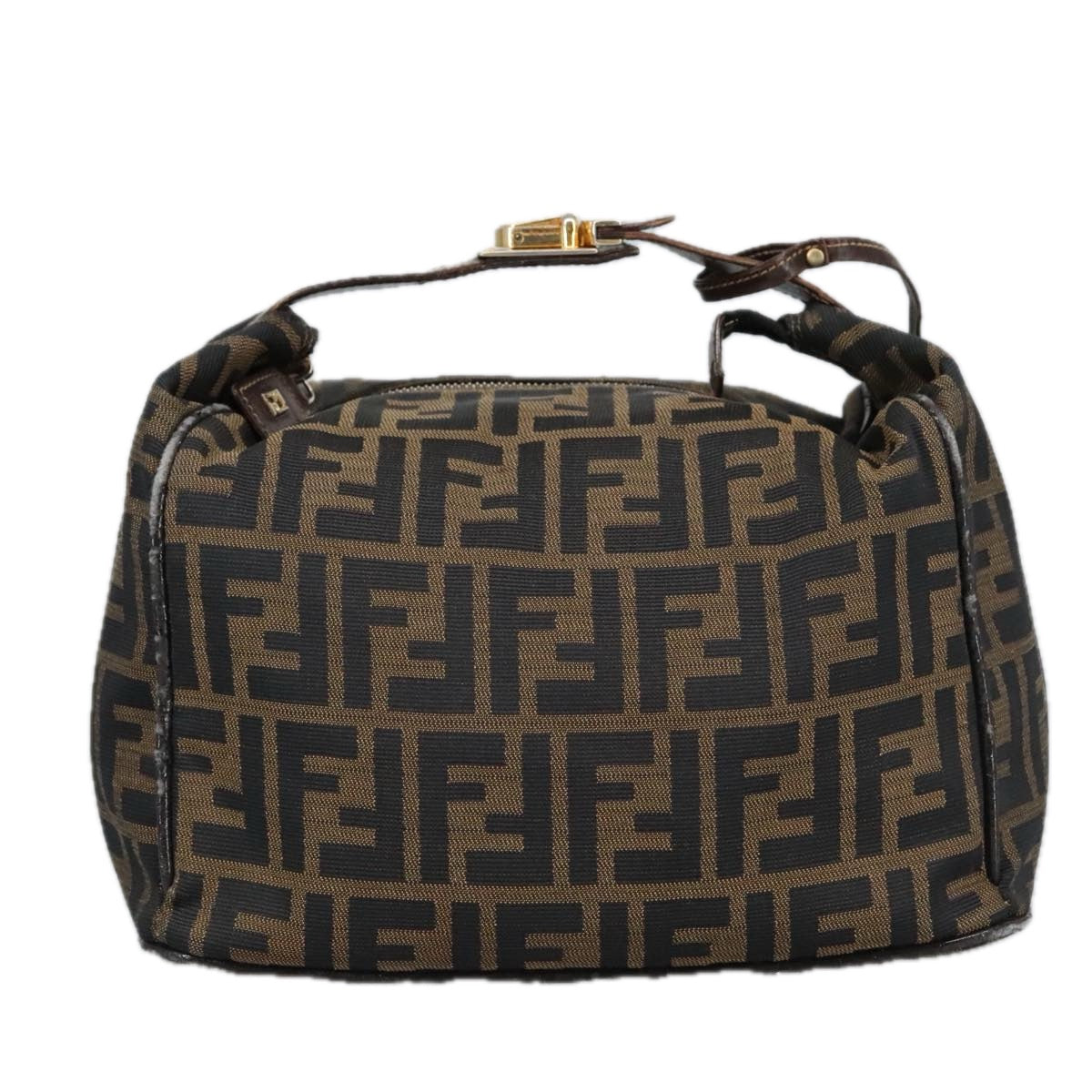 FENDI Zucca Canvas Vanity Pouch Brown Black gold 99900