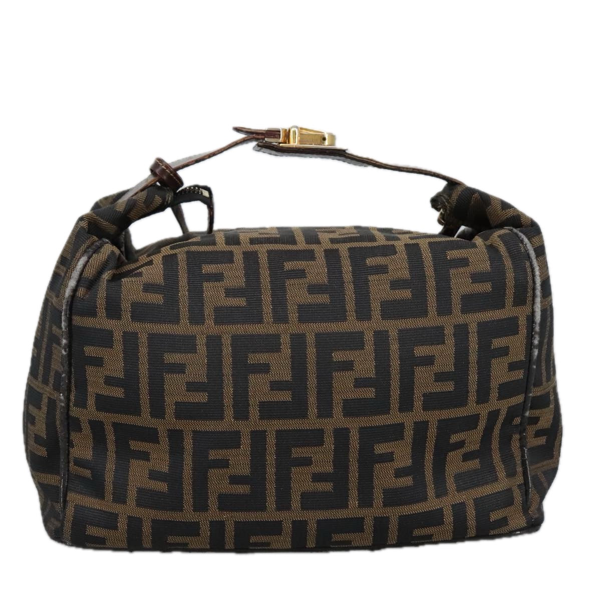 FENDI Zucca Canvas Vanity Pouch Brown Black gold 99900