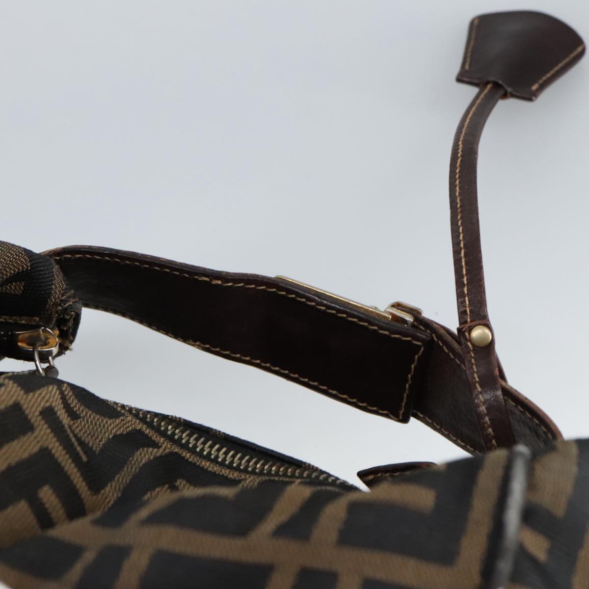 FENDI Zucca Canvas Vanity Pouch Brown Black gold 99900